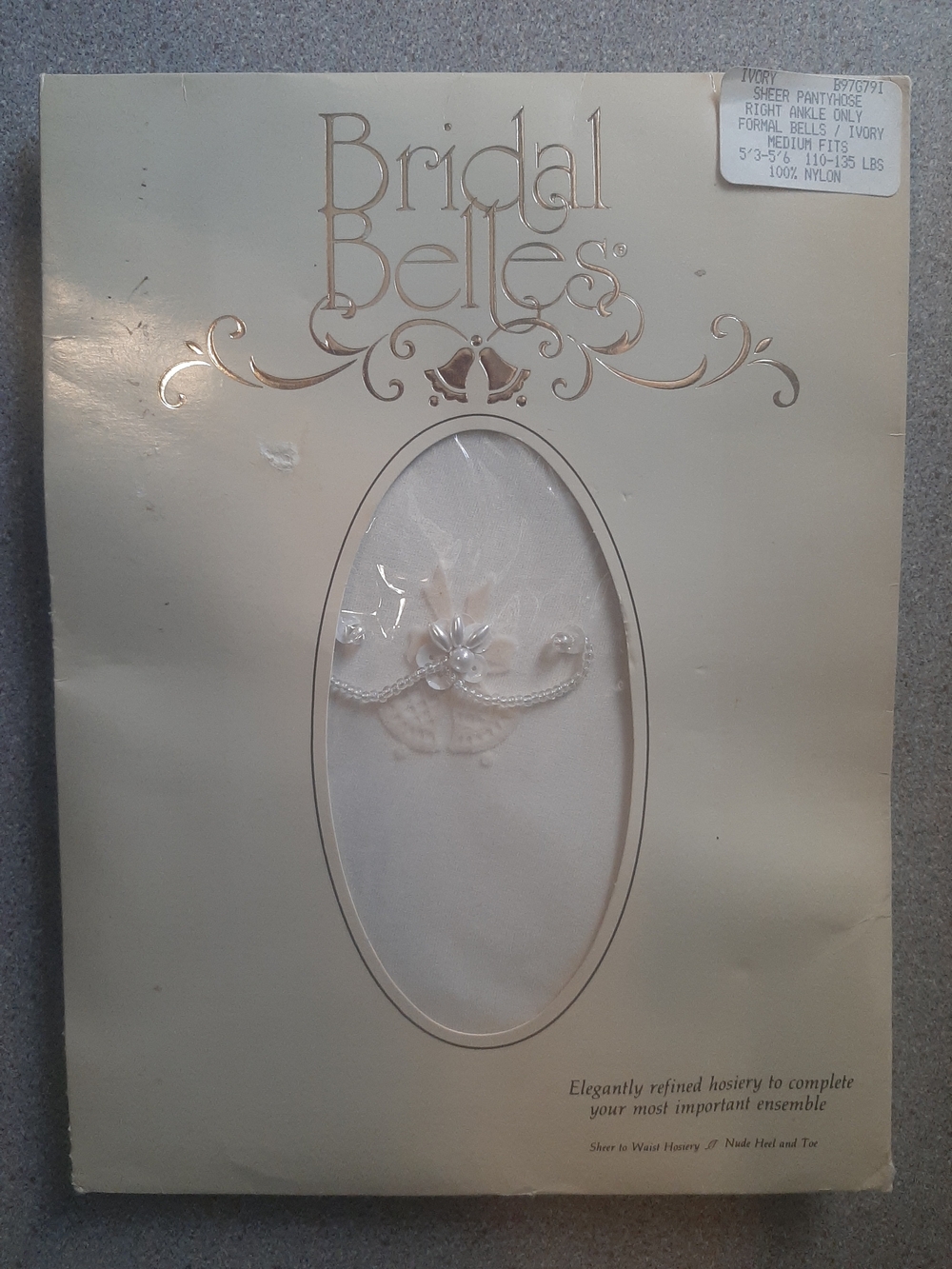 Vintage Bridal Belles Ivory Nylon Sheer Pantyhose Medium